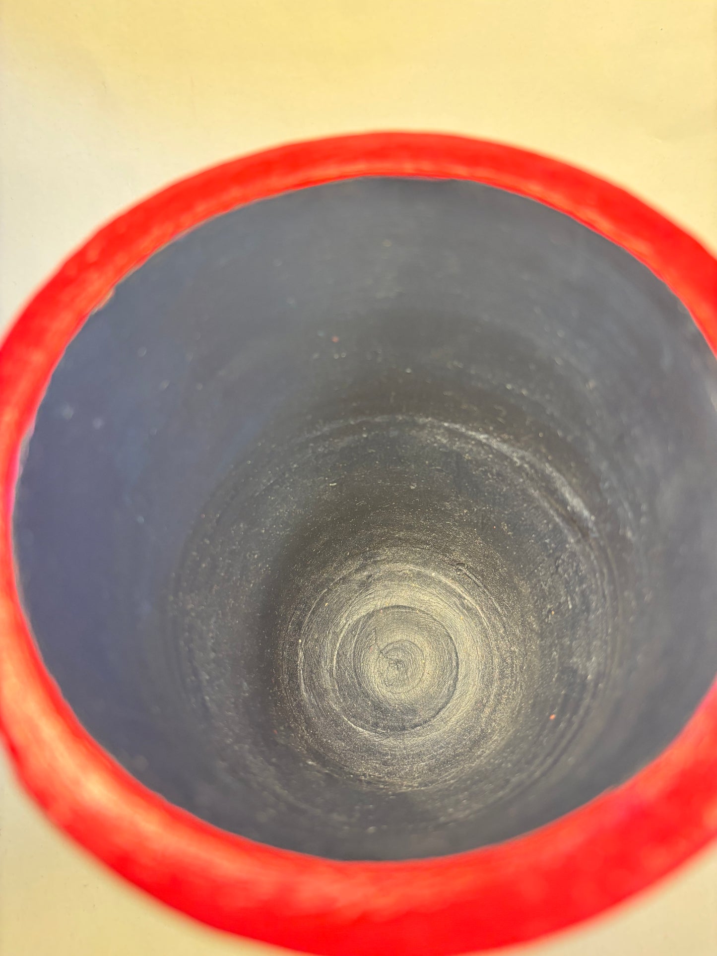 Close-up of the inside of the vase