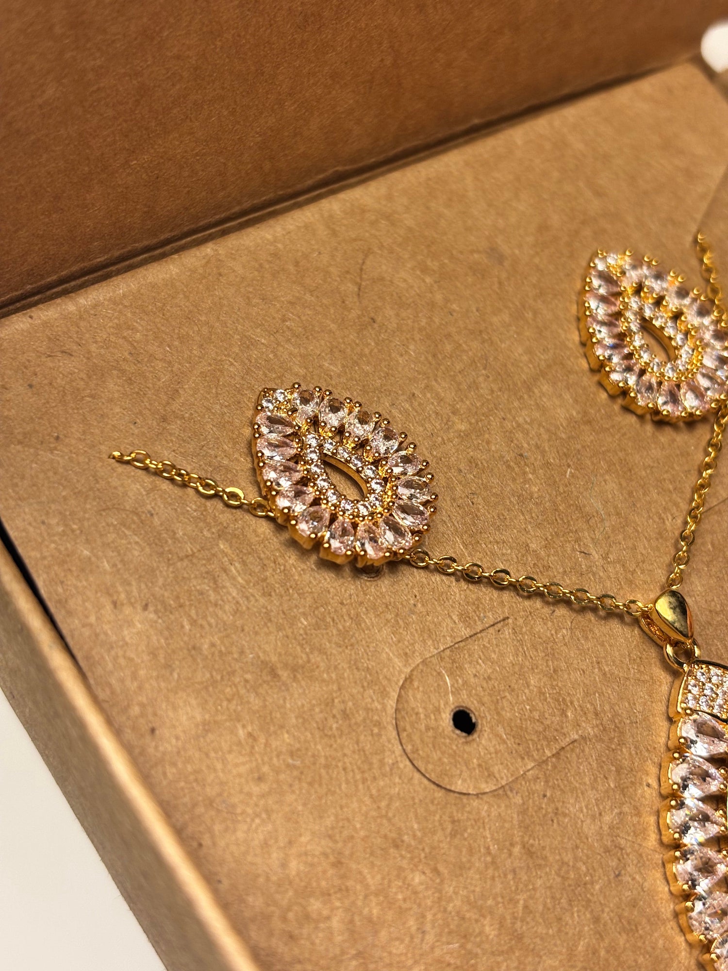 Dainty Stone Encrusted Drop Jewellery Set