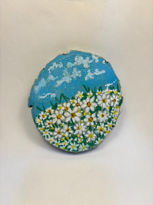 Daisy Whims Wood Diskette- Painted Mini Art