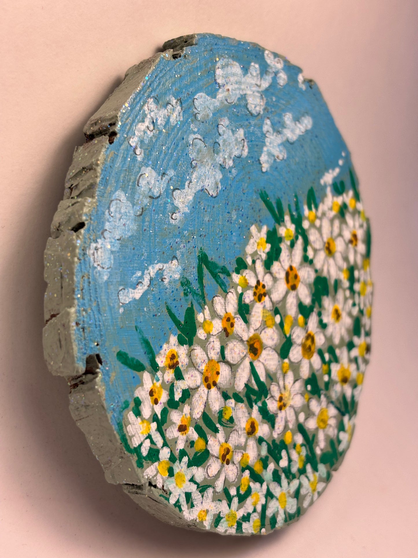 Daisy Whims Wood Diskette- Painted Mini Art
