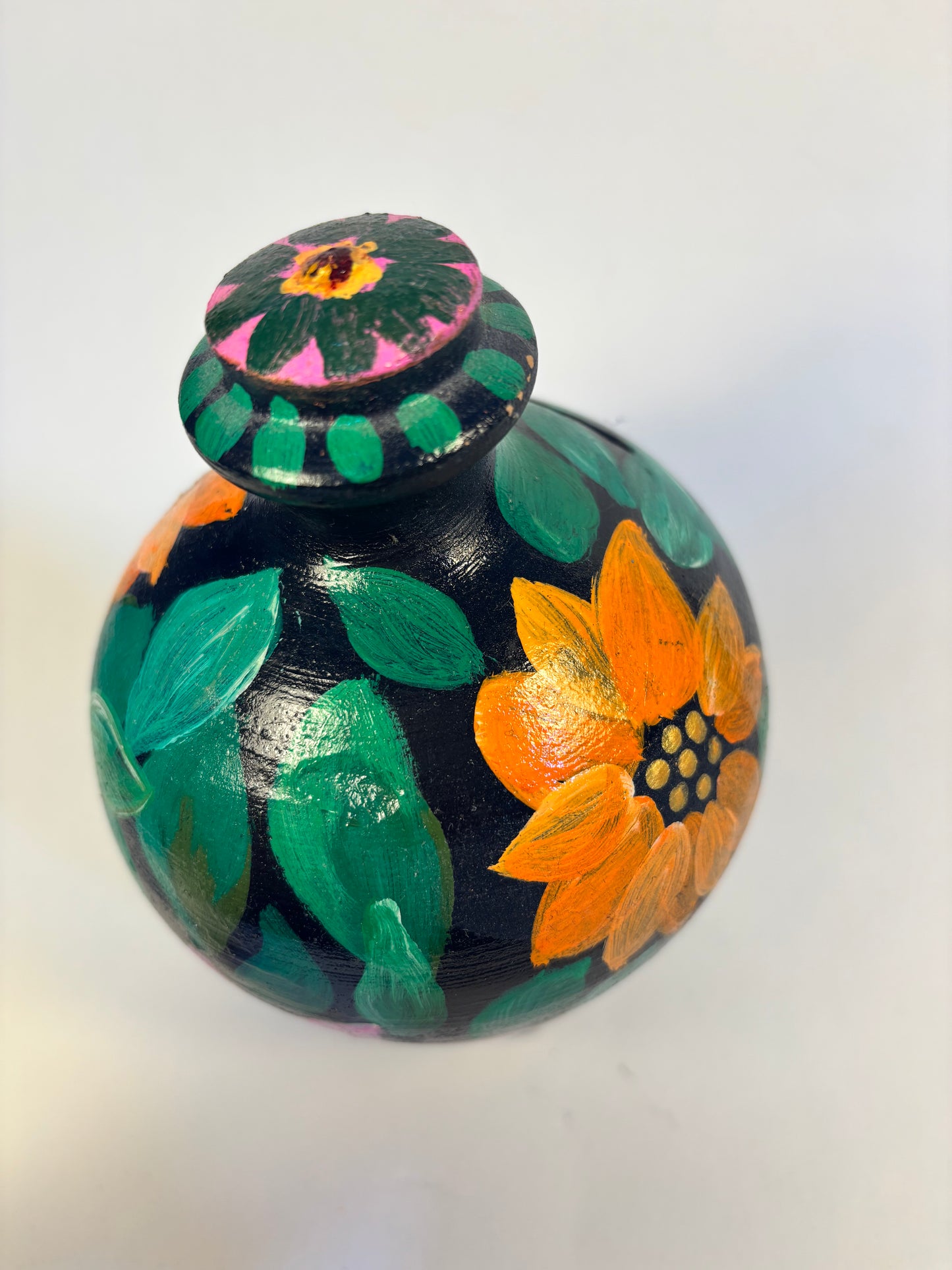 Floral Rhapsody Large Handpainted Piggy Bank