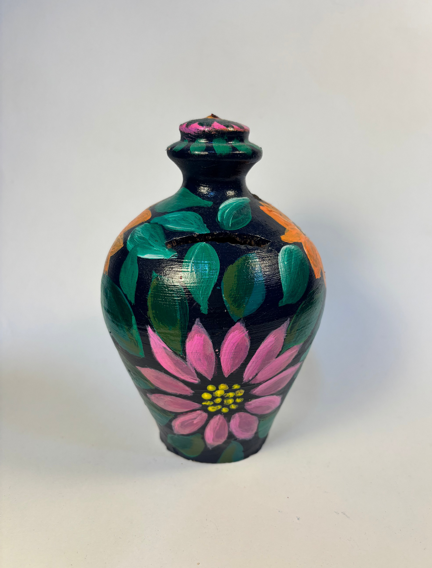 Floral Rhapsody Large Handpainted Piggy Bank