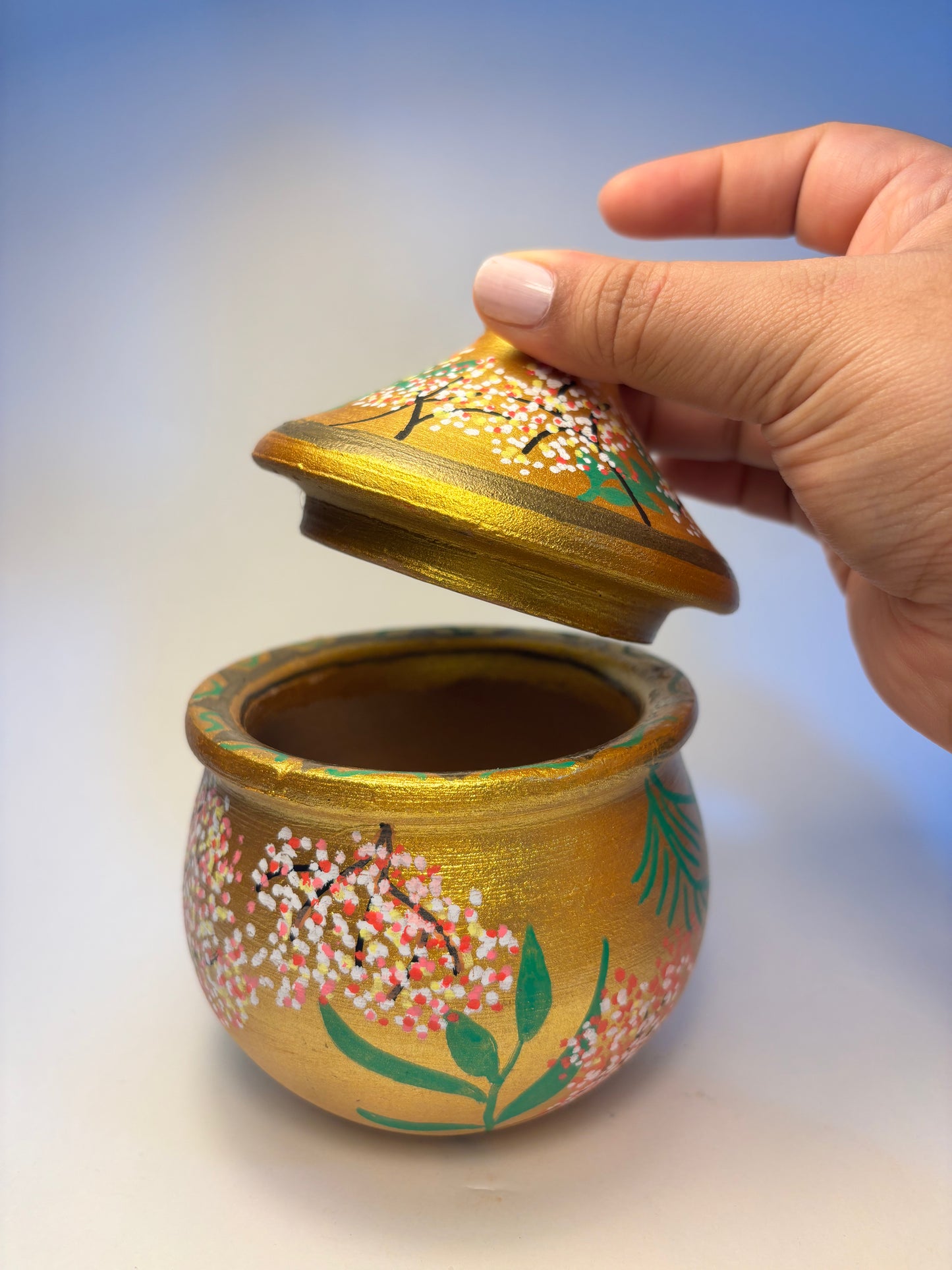 Handpainted Round Clay Pots