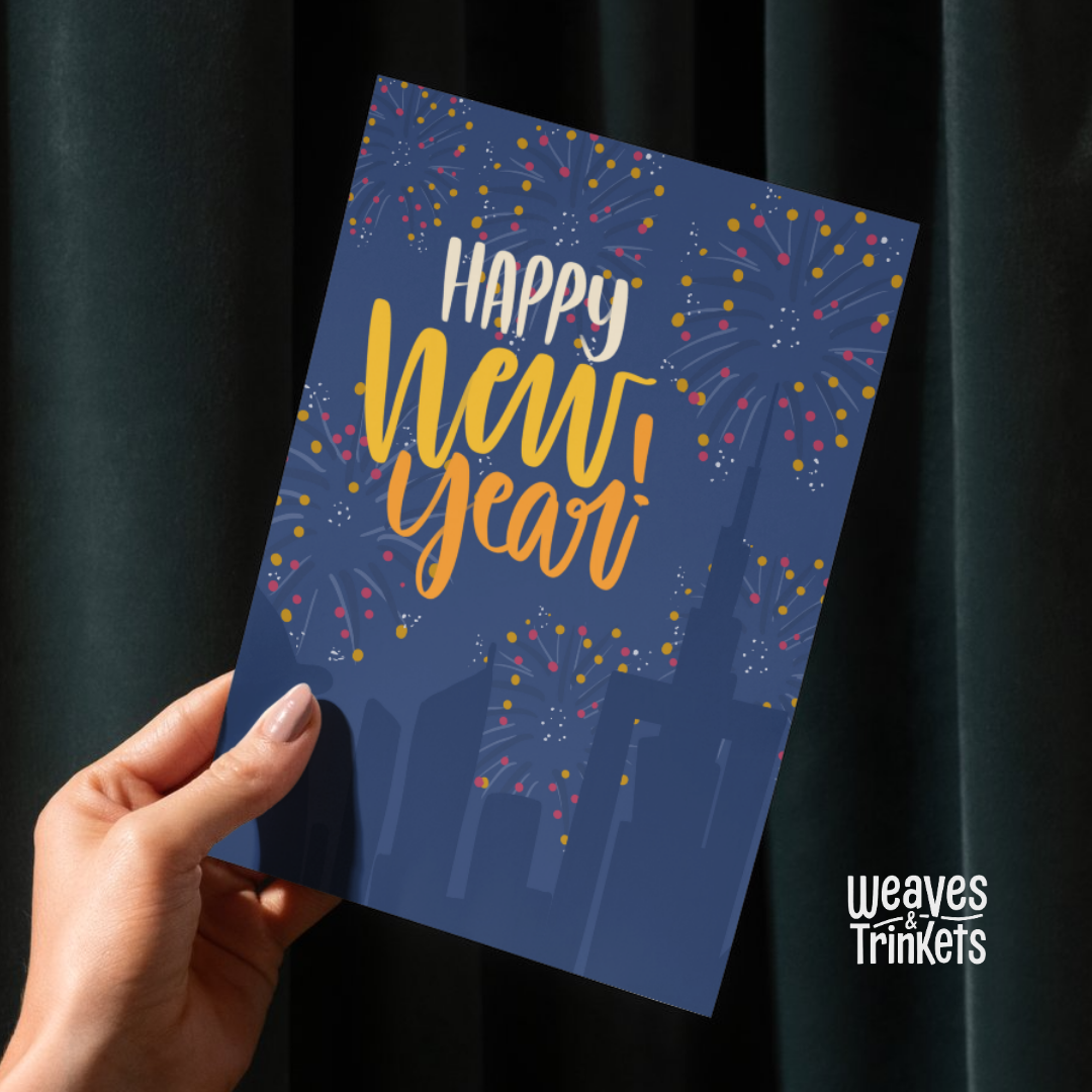 New Year Fireworks Greeting Card- Designer's Edit