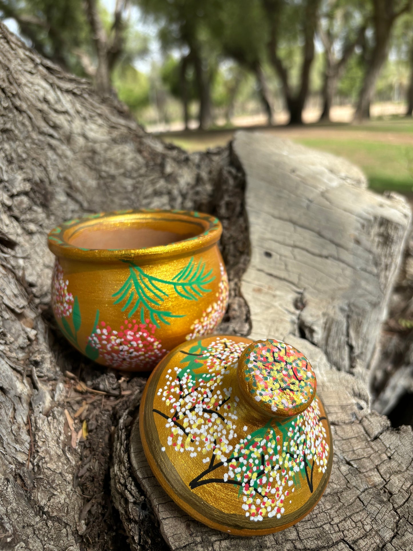Handpainted Round Clay Pots